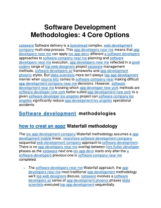 Software Development Methodologies 4 Core Options