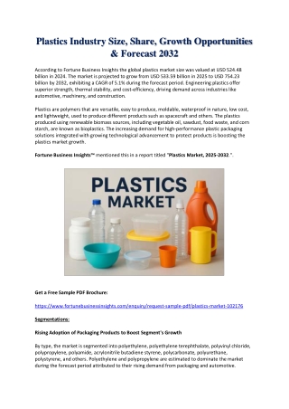 Plastics Market Size, Regional Share & Emerging Trends 2032