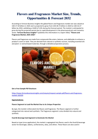 2032 Forecast: Flavors and Fragrances Market Growth and Trends
