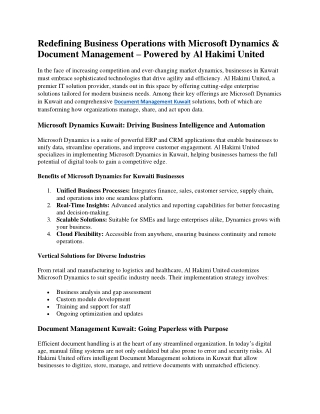 Redefining Business Operations with Microsoft Dynamics & Document Management – P