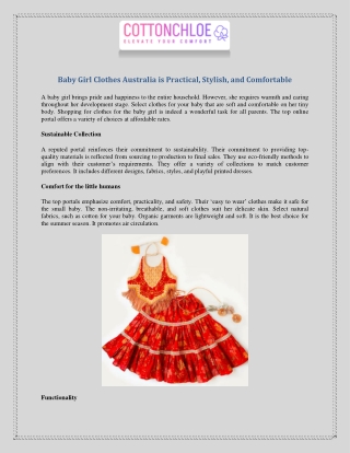 Baby Girl Clothes Australia is Practical, Stylish, and Comfortable