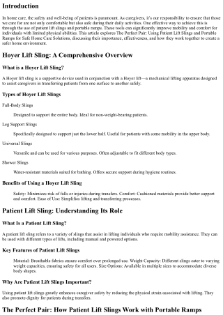 **The Perfect Pair: Using Patient Lift Slings and Portable Ramps for Safe Home C