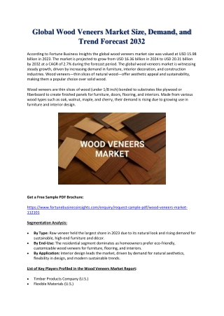 Wood Veneers Market Growth, Industry Insights, and Forecast to 2032