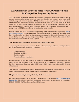 EA Publications Trusted Source for MCQ Practice Books for Competitive Engineering Exams