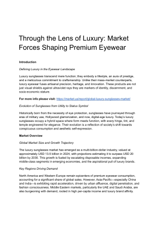 Luxury Sunglasses Market