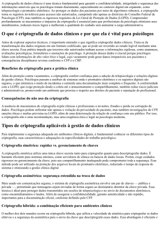 Criptografia dados clínicos: segurança essencial para CFP e CRP hoje