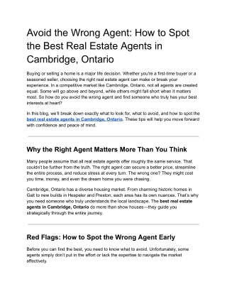 Avoid the Wrong Agent_ How to Spot the Best Real Estate Agents in Cambridge, Ontario