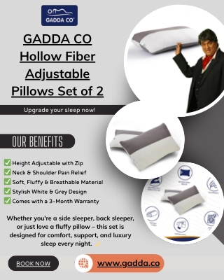 GADDA CO Hollow Fiber Adjustable Pillows Set of 2