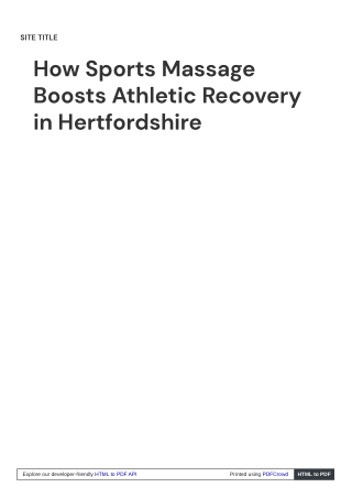 Sports Massage in Hertfordshire