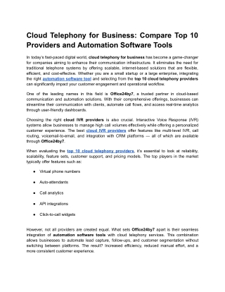 Cloud Telephony for Business_ Compare Top 10 Providers and Automation Software Tools