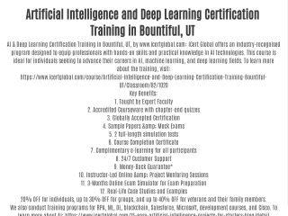 Artificial Intelligence and Deep Learning Certification Training in Bountiful, UT