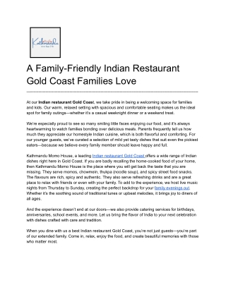 A Family-Friendly Indian Restaurant Gold Coast Families Love