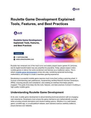 Roulette Game Development Explained_ Tools, Features, and Best Practices