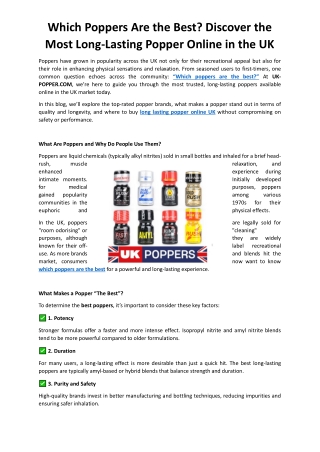 Which Poppers Are the Best