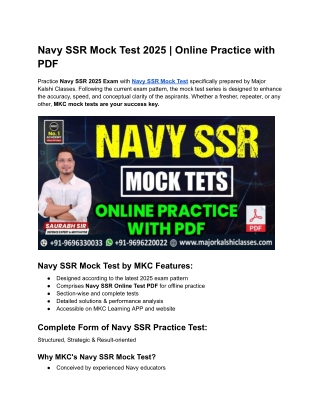 Navy SSR Mock Test 2025 | Online Practice with PDF