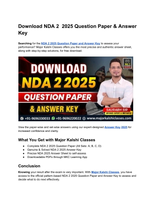 Download NDA 2  2025 Question Paper & Answer Key