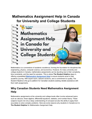 mathematics assignment help in canada