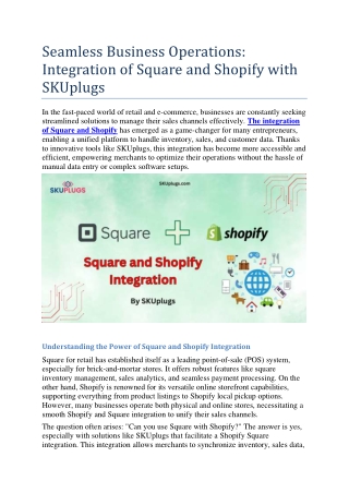 Integrating Square and Shopify with SKUplugs