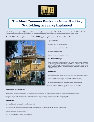 The Most Common Problems When Renting Scaffolding in Surrey Explained