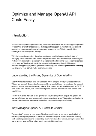Optimize and Manage OpenAI API Costs Easily