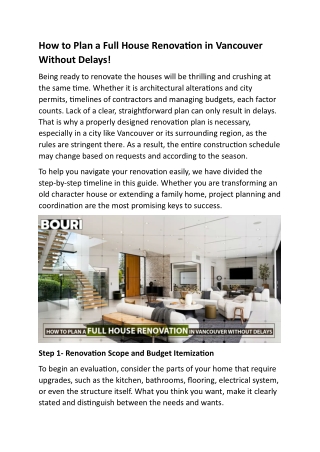 How to Plan a Full House Renovation in Vancouver Without Delays