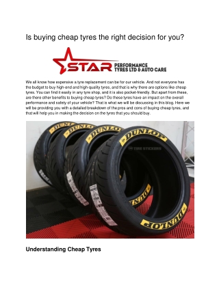 Is buying cheap tyres the right decision for you