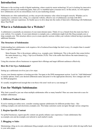 Innovative Marketing with Subdomain Ideas That Work!