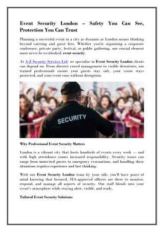event security london safety