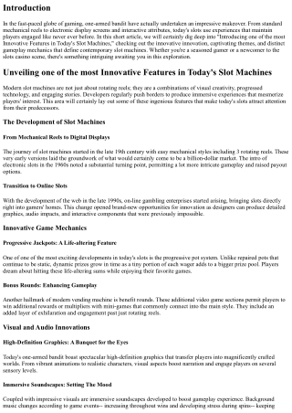 Introducing the Most Ingenious Attributes in Today's Slot Machines