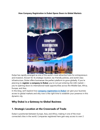How Company Registration in Dubai Opens Doors to Global Markets