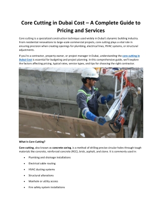Core Cutting in Dubai Cost