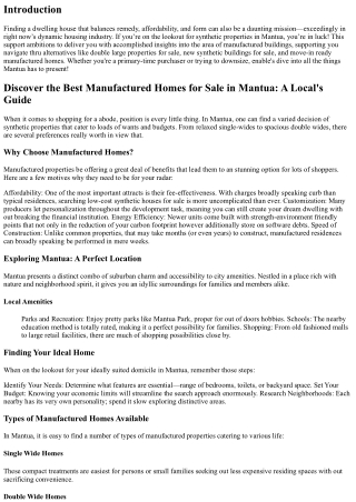 Discover the Best Manufactured Homes for Sale in Mantua: A Local's Guide