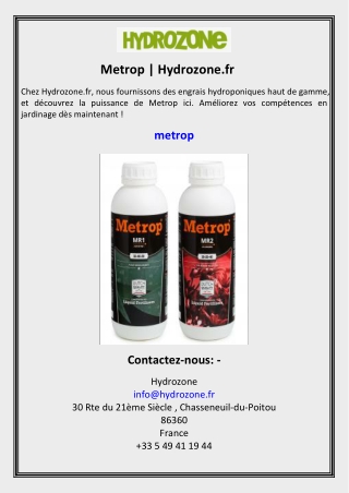 metrop hydrozone fr
