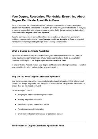 Your Degree, Recognized Worldwide_ Everything About Degree Certificate Apostille in Pune
