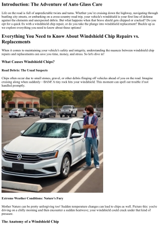 Everything You Need to Know About Windshield Chip Repairs vs. Replacements