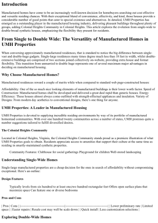 From Single to Double Wide: The Versatility of Manufactured Homes in UMH Propert