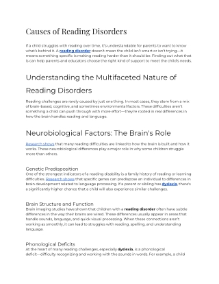 causes of reading disorders