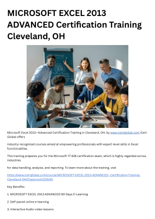 MICROSOFT EXCEL 2013 ADVANCED Certification Training Cleveland, OH
