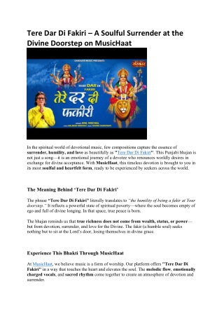 Tere Dar Di Fakiri – Embrace Devotion at Its Purest on MusicHTere Dar Di Fakiri