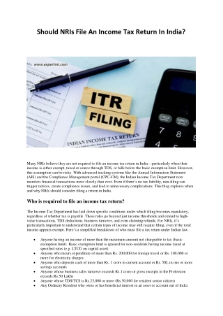 Should NRIs File An Income Tax Return In India?