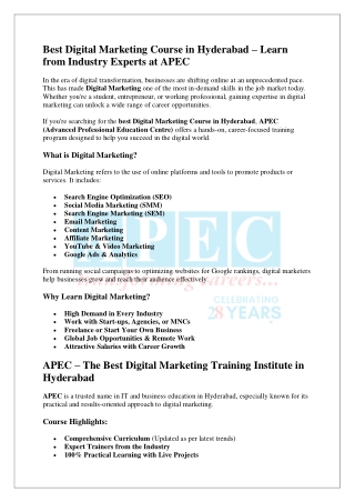 Best Digital Marketing Course in Hyderabad