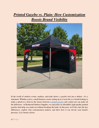 Printed Gazebo vs. Plain How Customization Boosts Brand Visibility