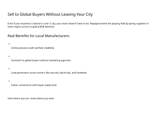 Sell to Global Buyers Without Leaving Your City