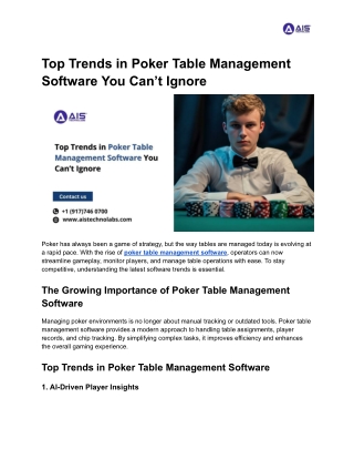 Top Trends in Poker Table Management Software You Can’t Ignore