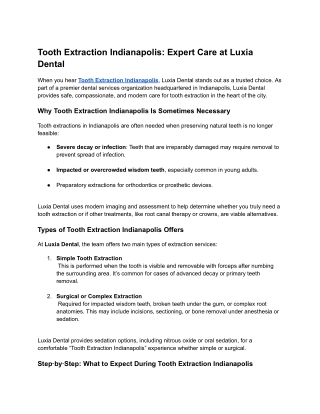 Tooth Extraction Indianapolis Expert Care at Luxia Dental