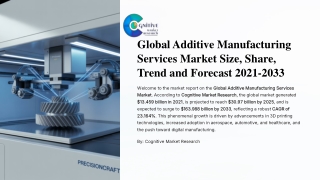 Global Additive Manufacturing Services Market Size, Share, Trend and Forecast 2021-2033