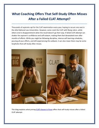 What Coaching Offers That Self-Study Often Misses After a Failed CLAT Attempt?