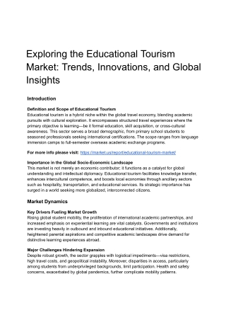 Educational Tourism Market