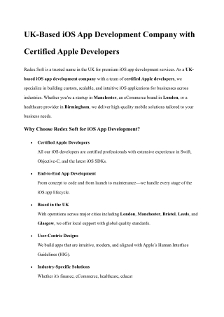 UK Based iOS App Development Company