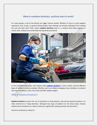 What is sedation dentistry and how does it work